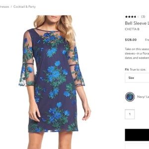 BRAND NEW Chetta B Bell Sleeve Lace Sheath Dress